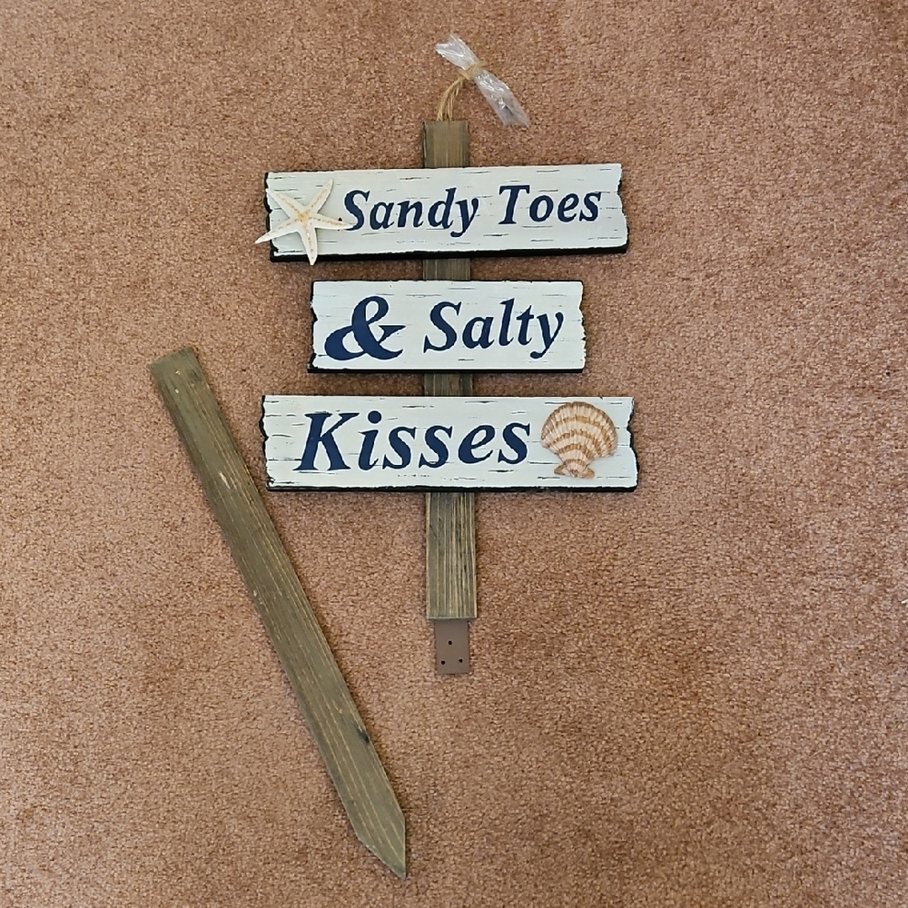 Beach Themed Sign with Starfish and Shell